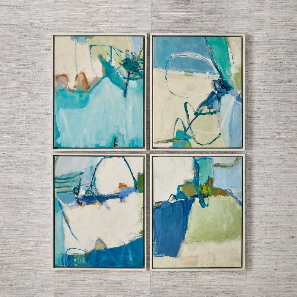 Cool Outlook Framed Canvases, S/4
