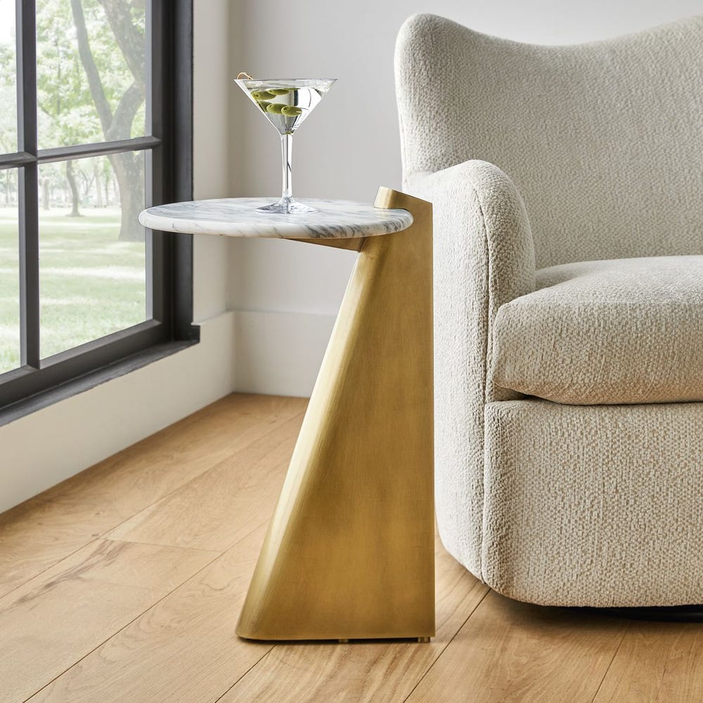 Strum Accent Table - Arabescato Marble