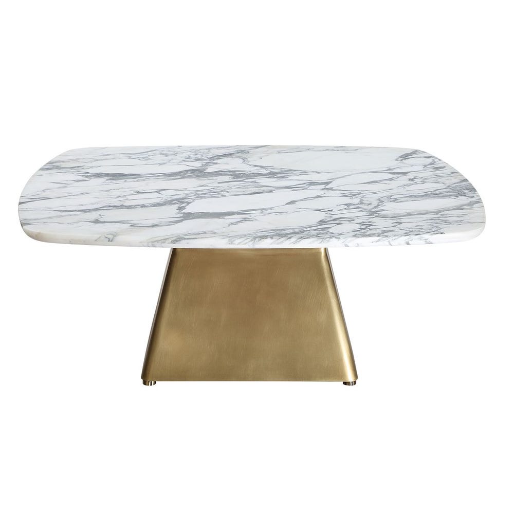 Equilateral Coffee Table - Arabescato/Brass, 2 CARTONS