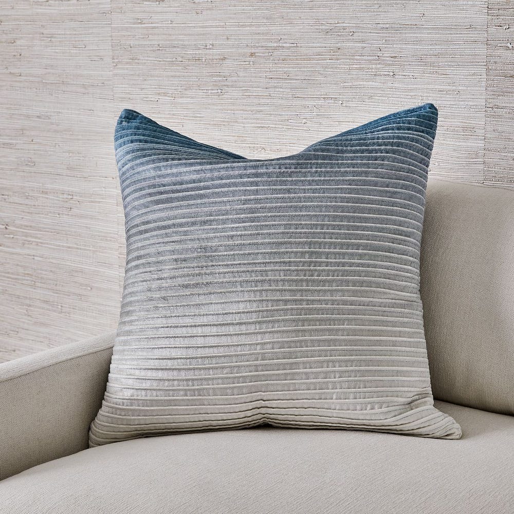 Fade Out Velvet Pillow - Blue