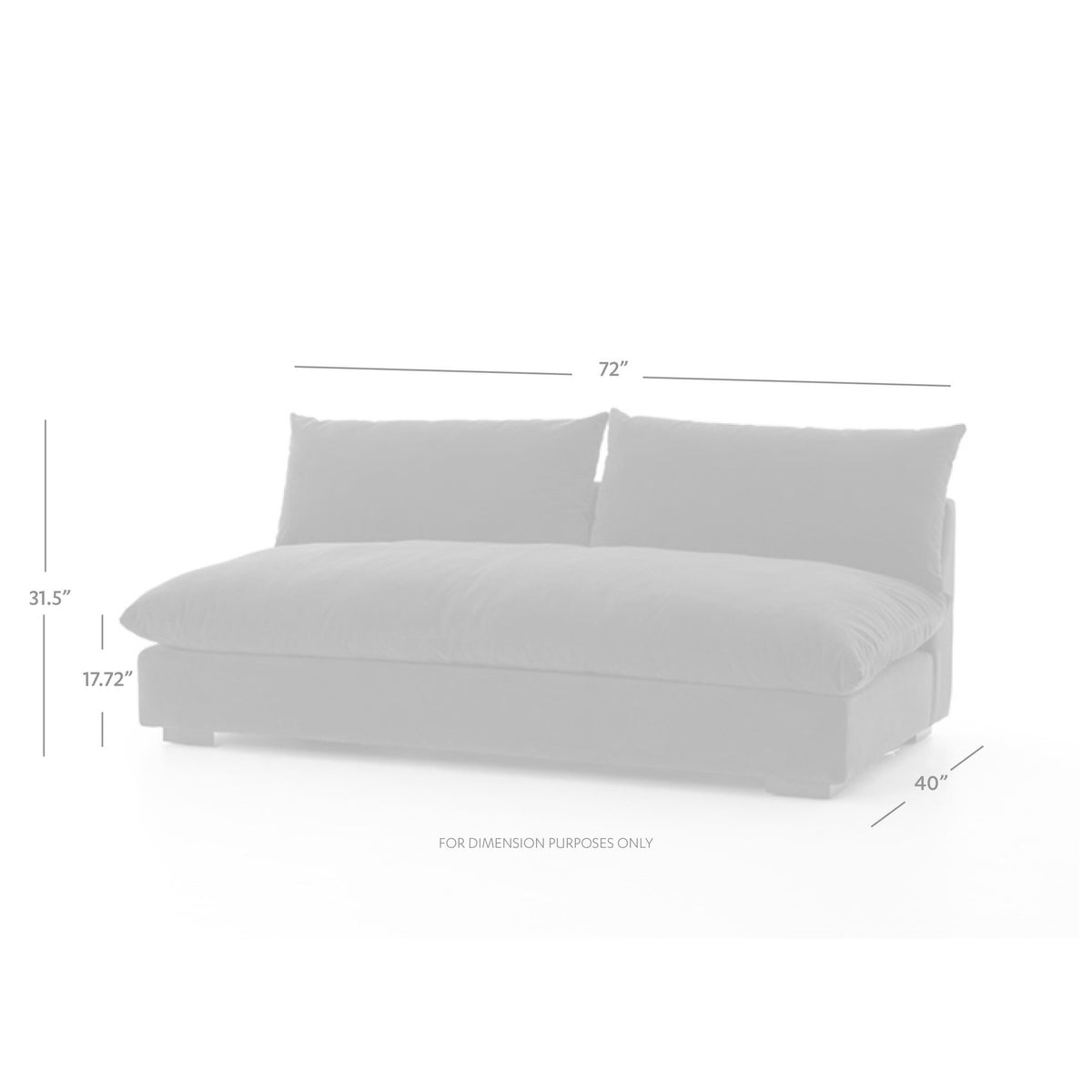Grant Armless Sofa-74"