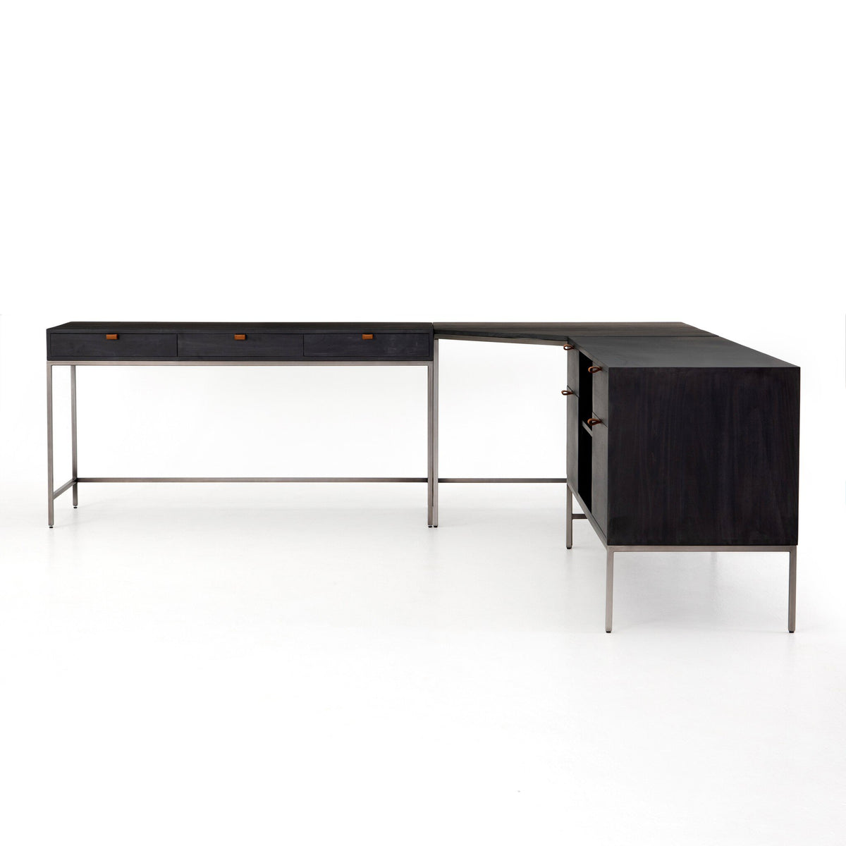Trey Desk System With Filing Credenza