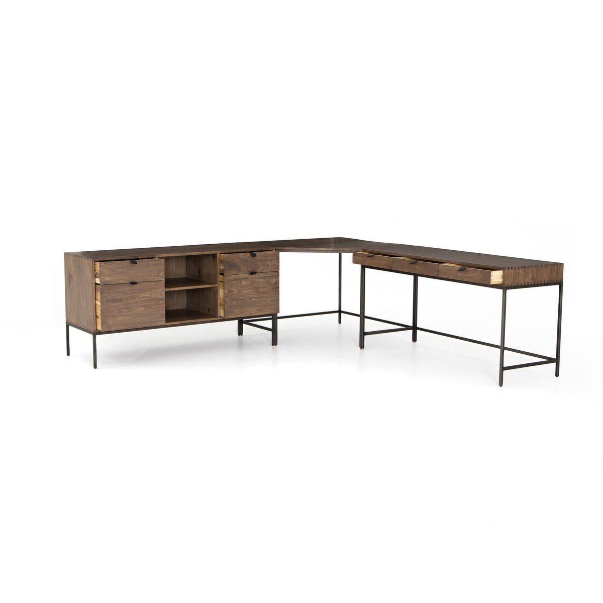 Trey Desk System With Filing Credenza
