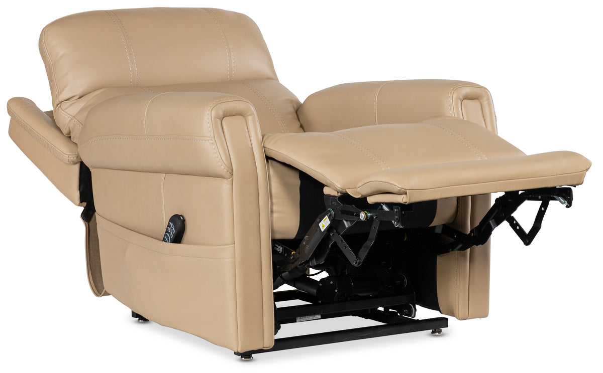 a tan recliner with a lift