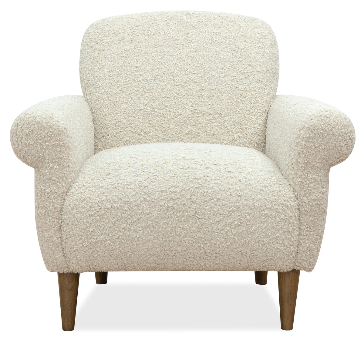 a white chair with wooden legs