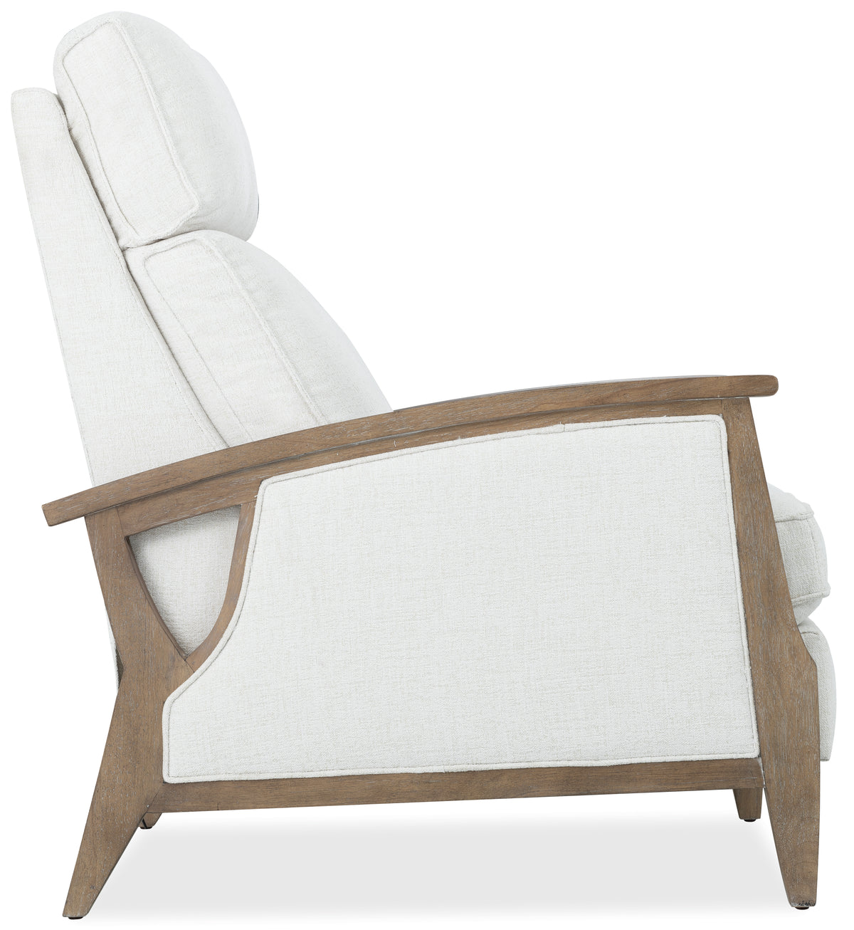 a white chair with wooden legs