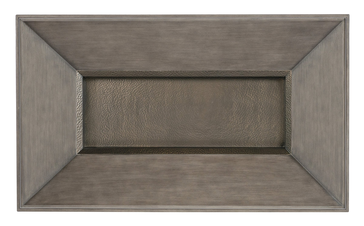 a rectangular wooden frame with a leather surface