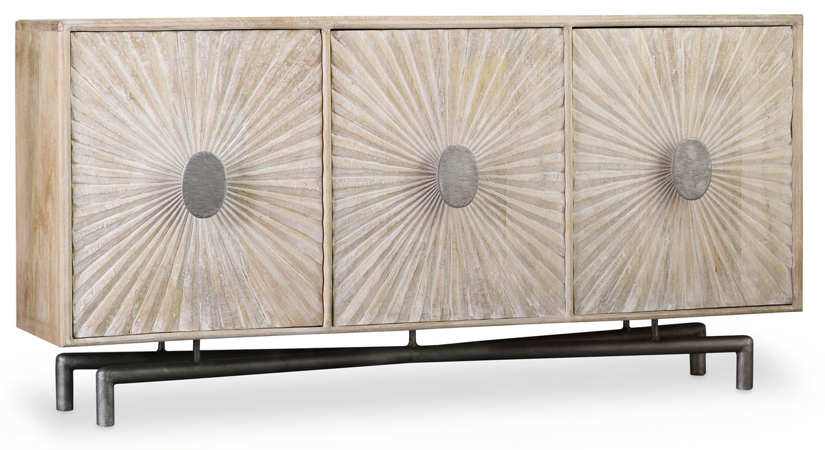 a white cabinet with a metal frame