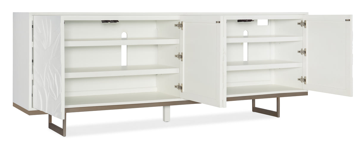 a white cabinet with open doors