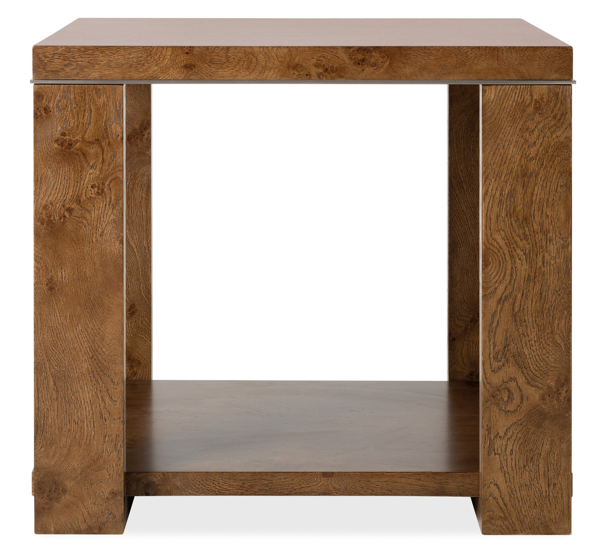 a brown table with a shelf