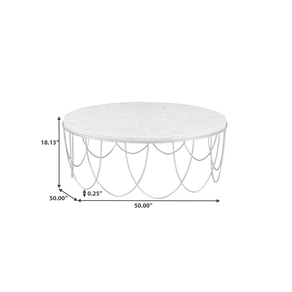 a white table with a chain around it