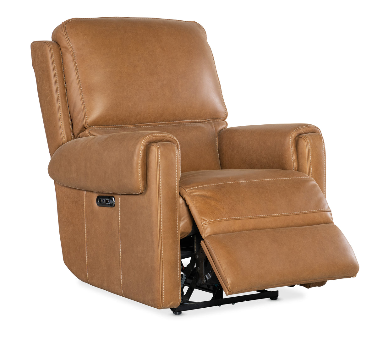 a brown leather recliner chair