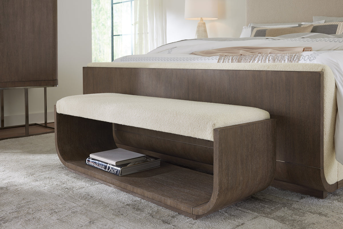 a bench on a bed