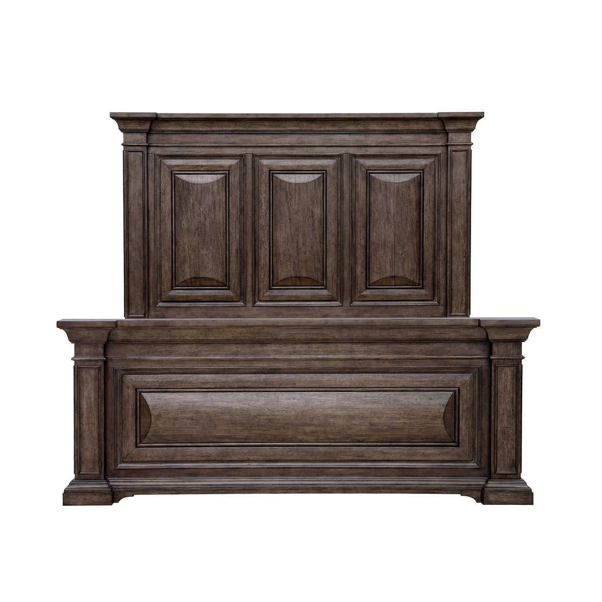 a wooden headboard with a white background
