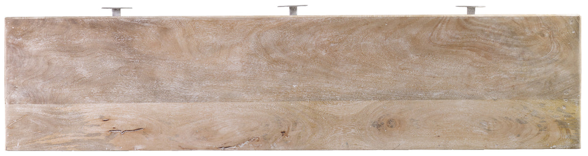 a wood board with a metal screw