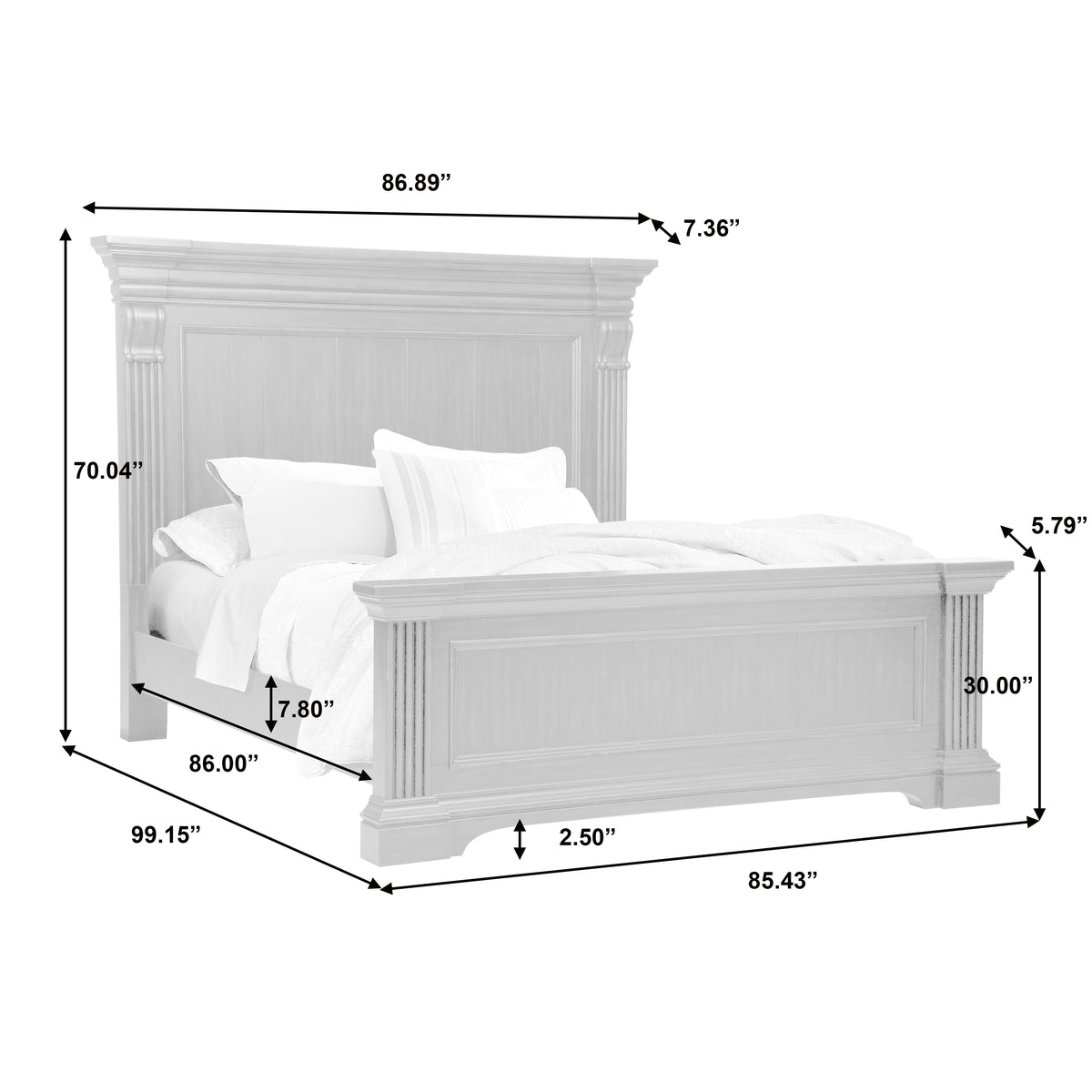 a bed size diagram with measurements