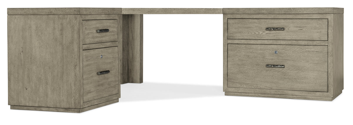 a wooden desk with drawers