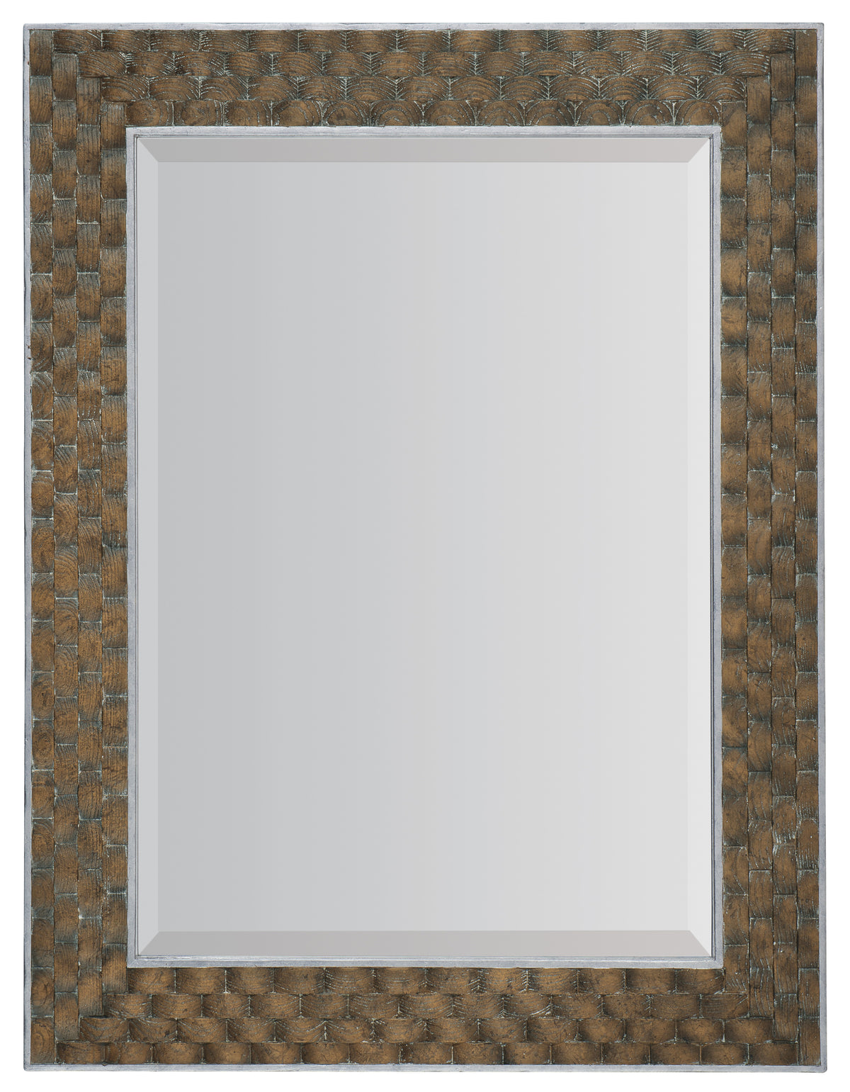 a rectangular mirror with a white frame