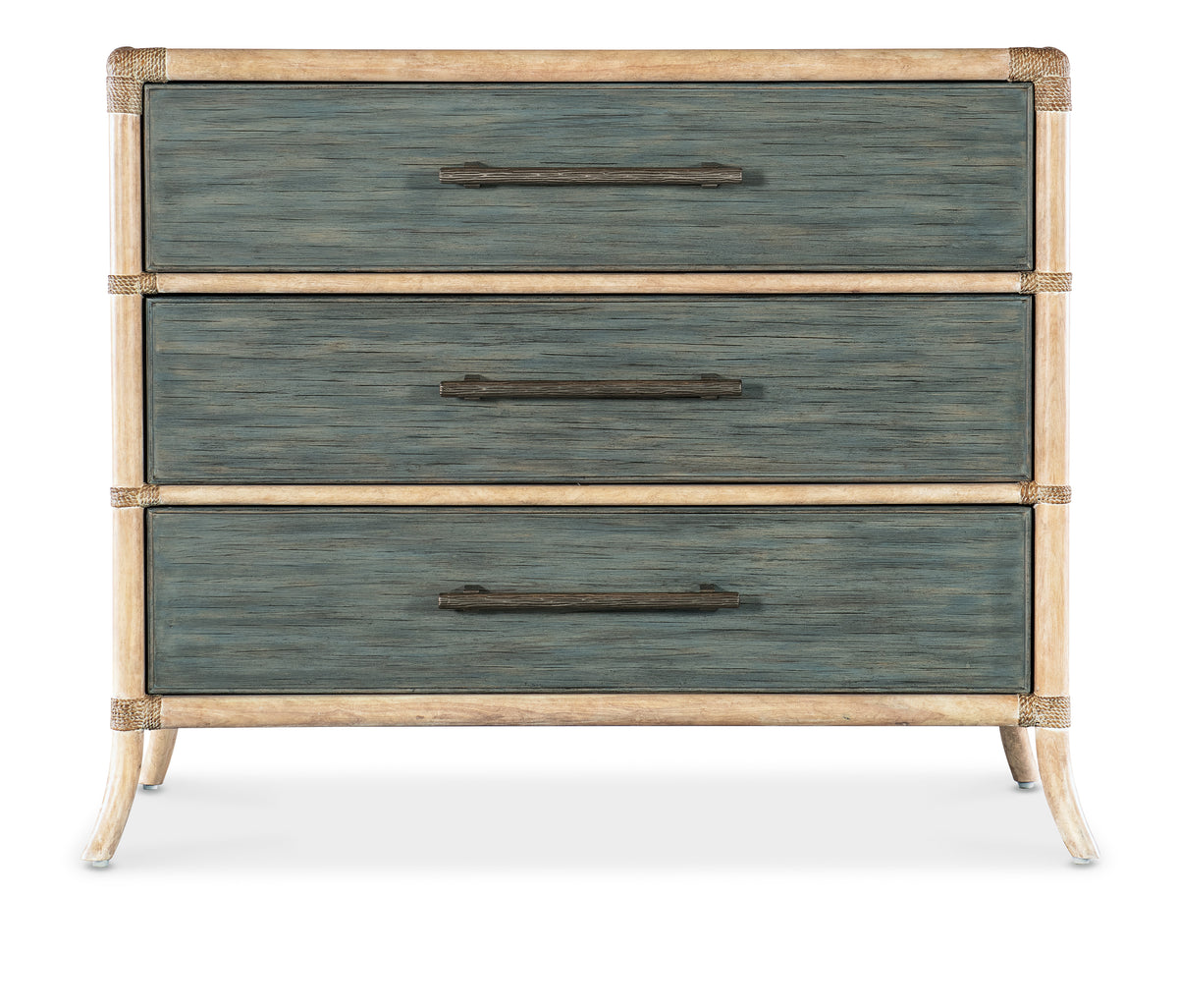 a chest of drawers with a white frame