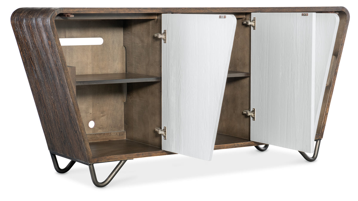 a wooden cabinet with a shelf