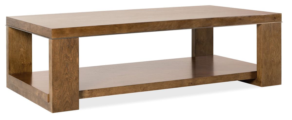 a brown wood coffee table