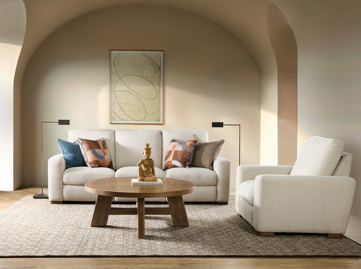 a living room with a couch and a coffee table