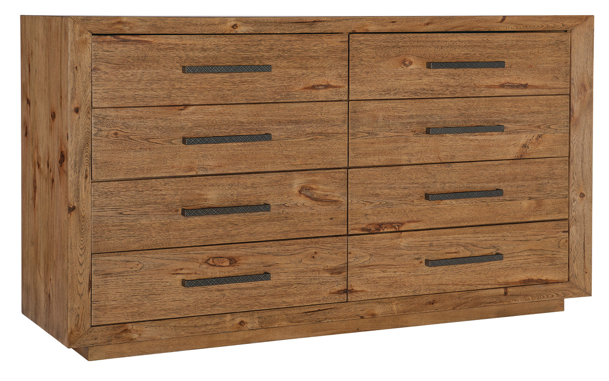 a wooden dresser with drawers