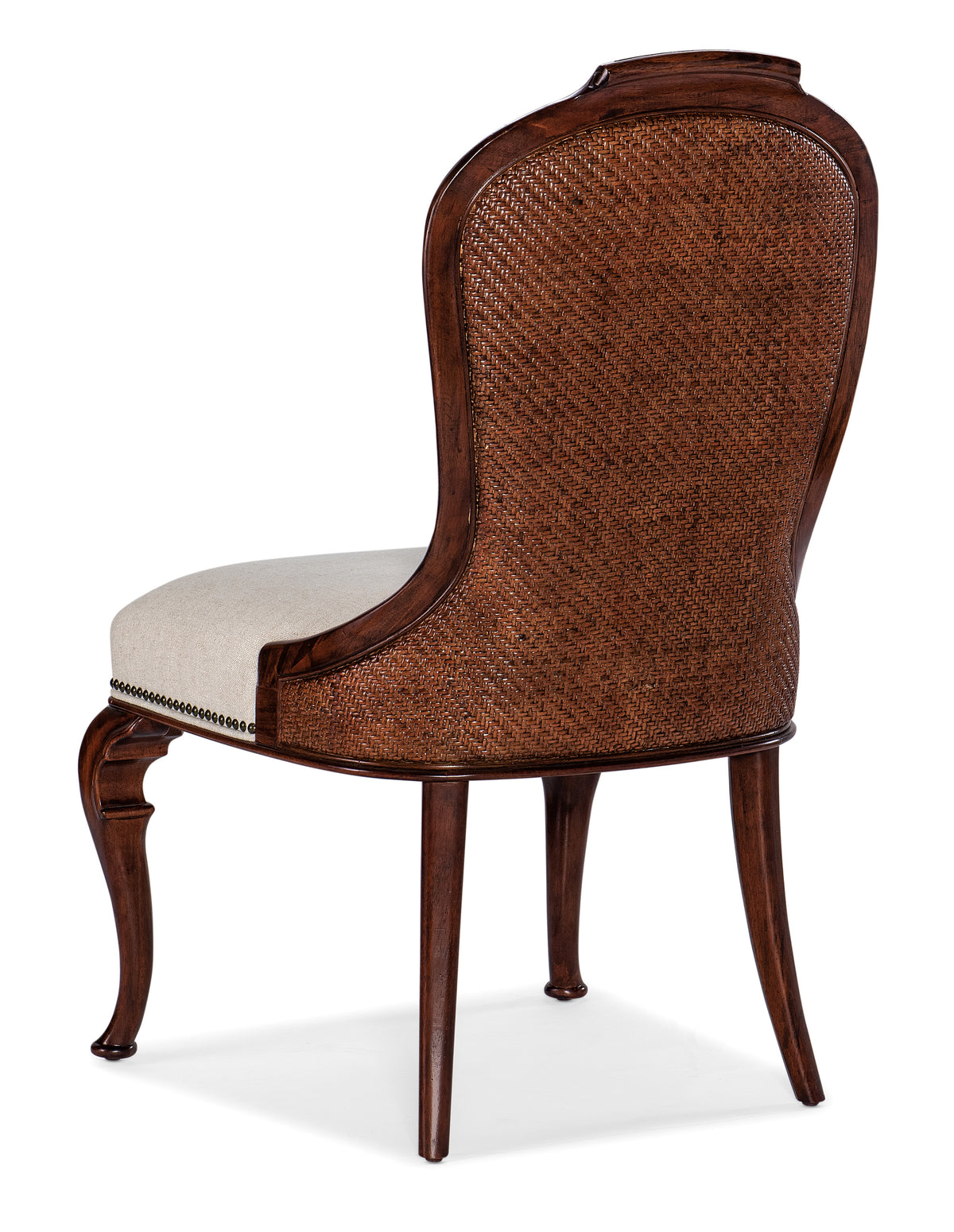 a brown chair with white cushion