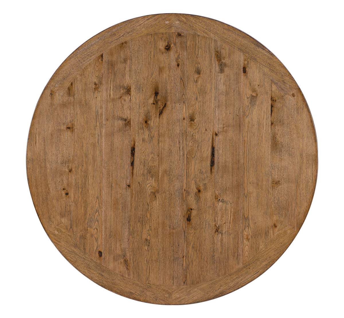 a circular wood surface with a white background with Great Britain in the background