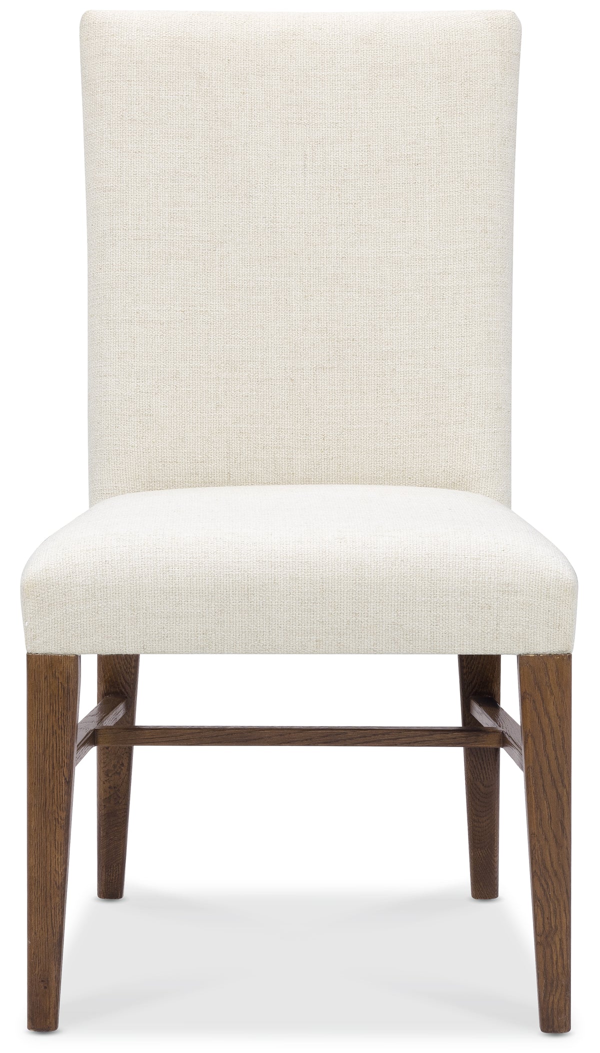 a white chair with brown legs