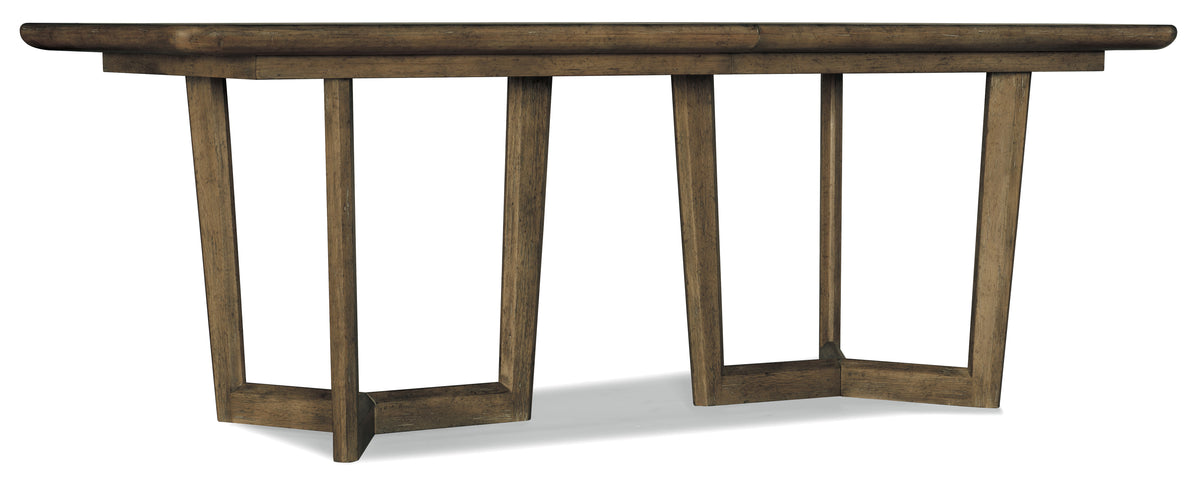 a wooden table with a wheel
