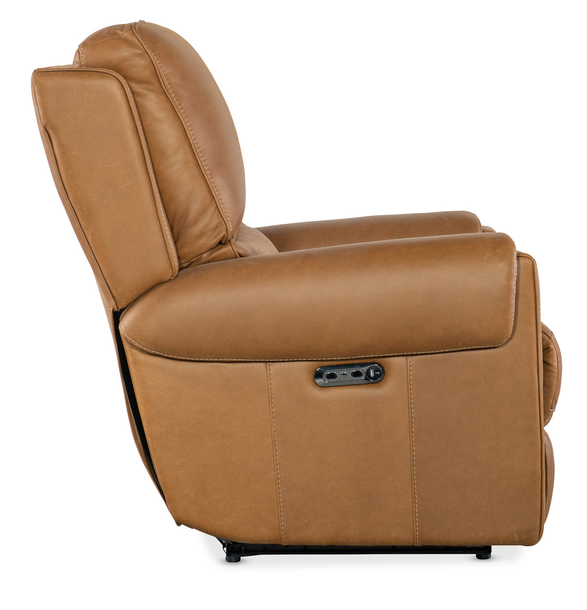 a brown leather recliner chair