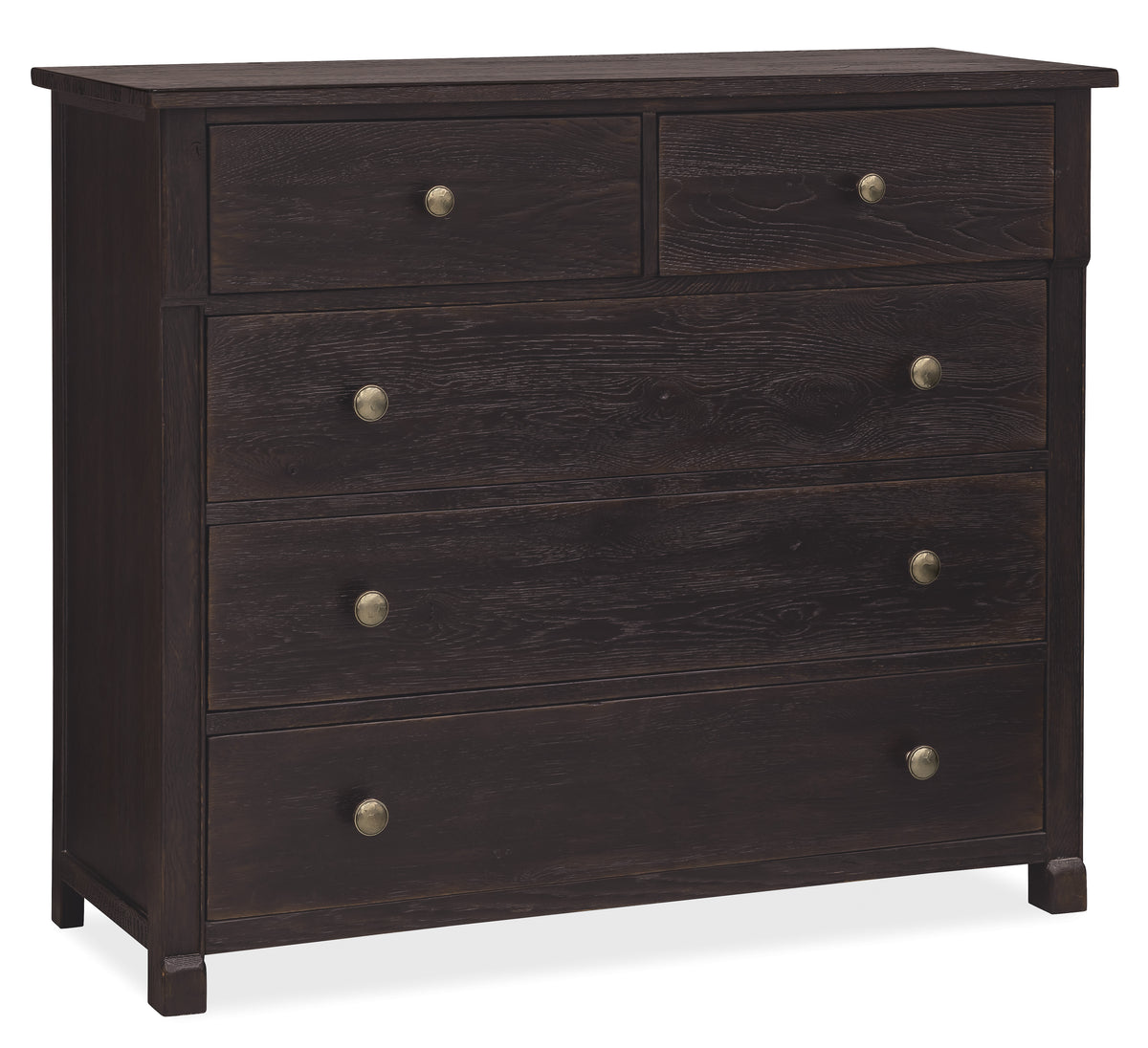 a dark wood dresser with four drawers