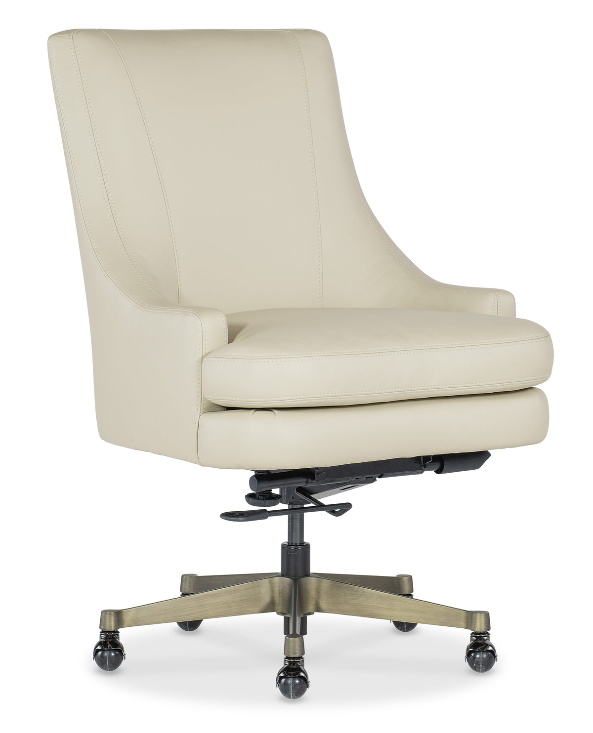 a white office chair with wheels