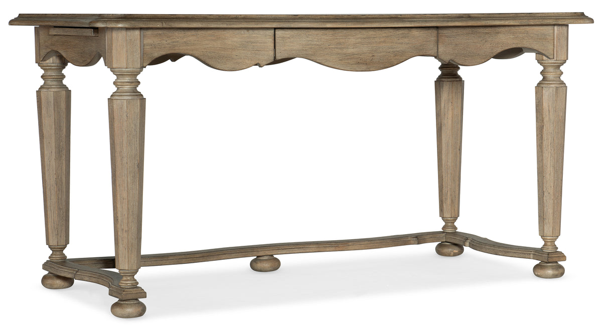 a wooden table with two drawers