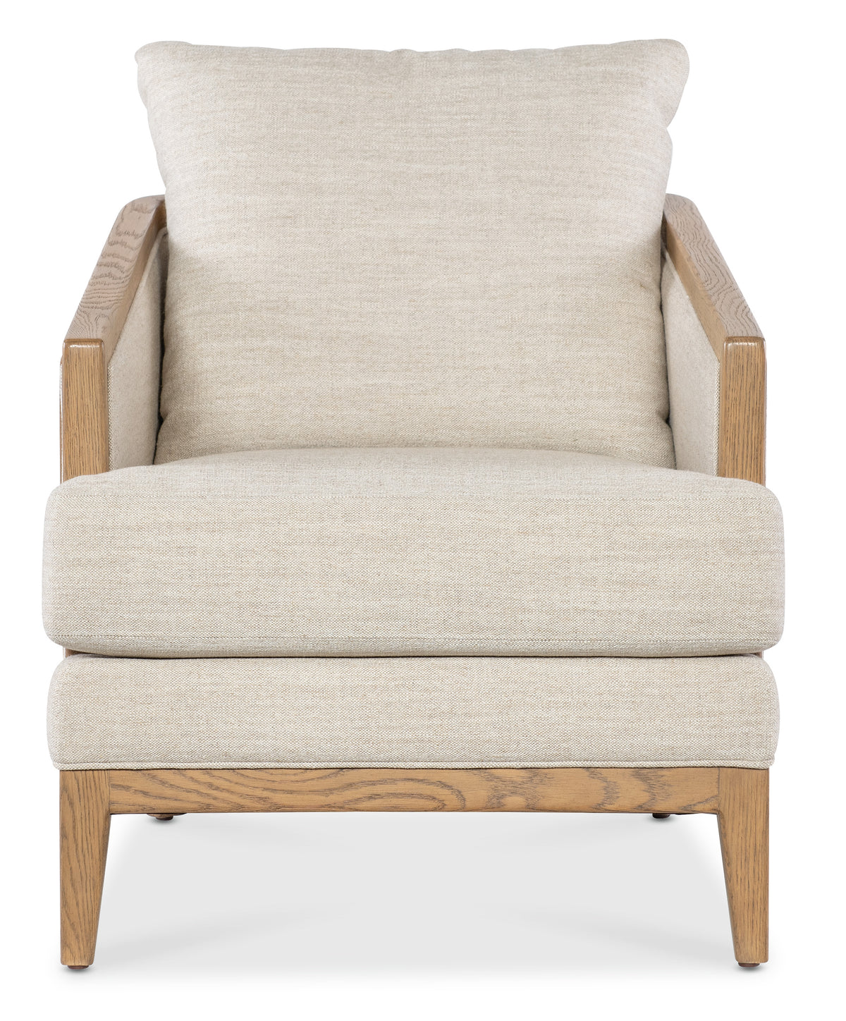 a white chair with a wood frame