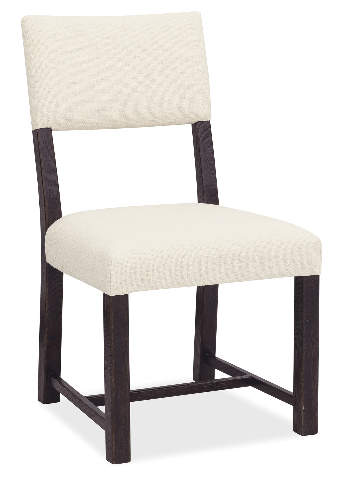 a white chair with a black frame