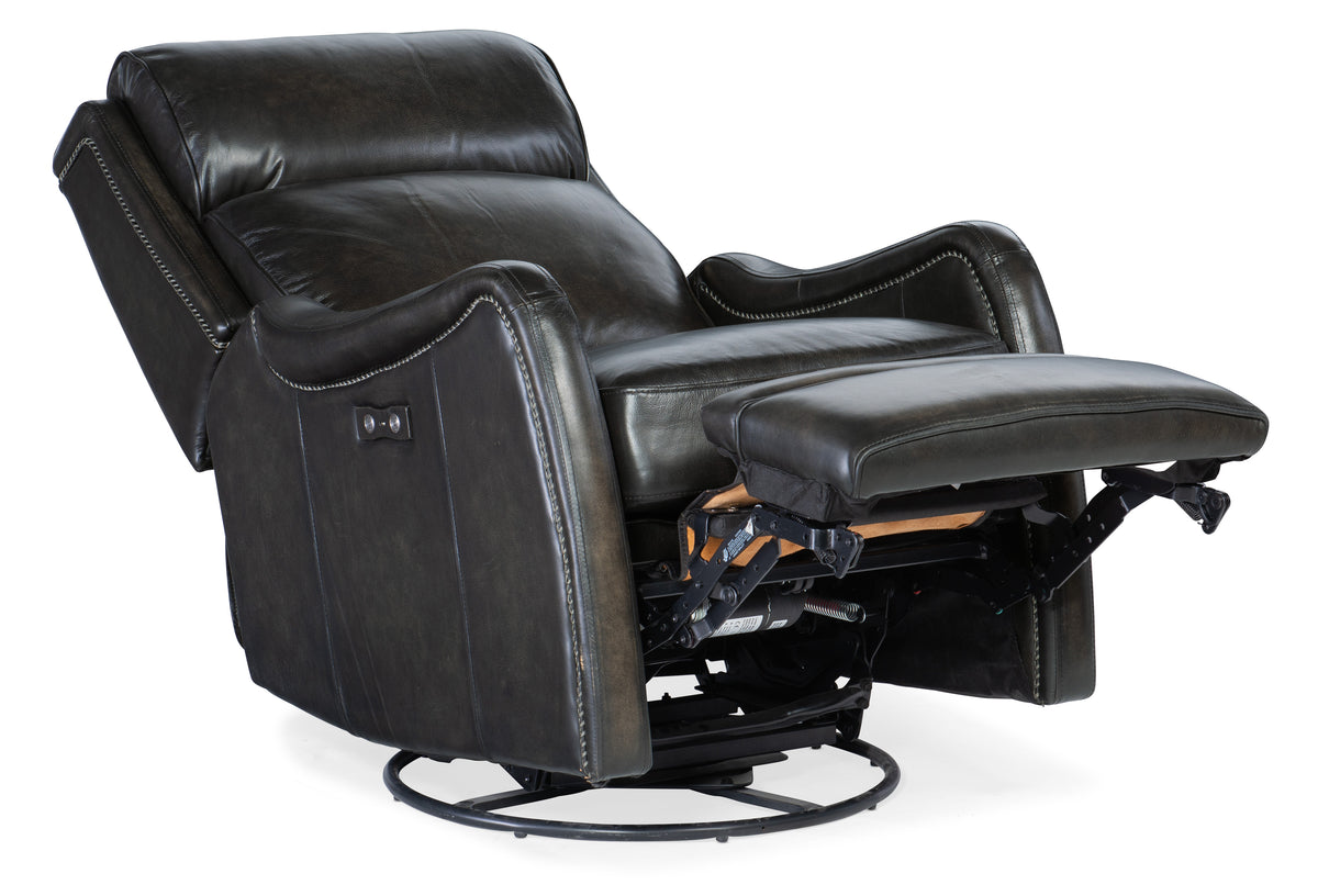 a black leather recliner chair