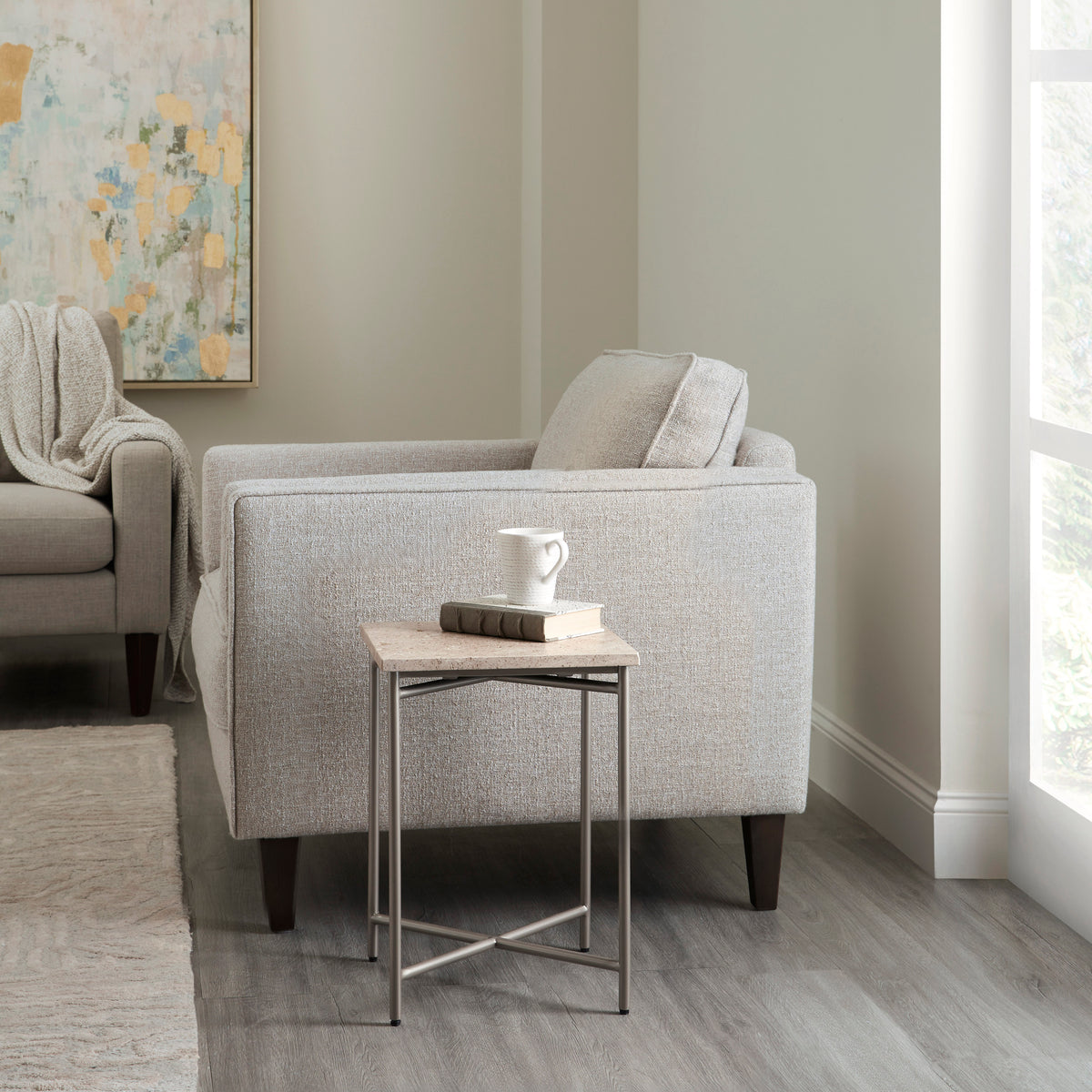 a couch and a table in a room