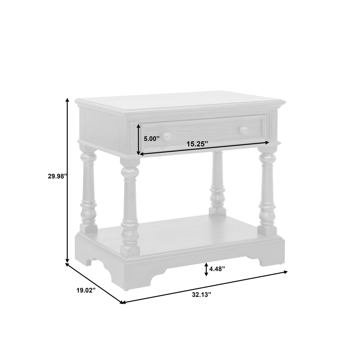 a table with dimensions