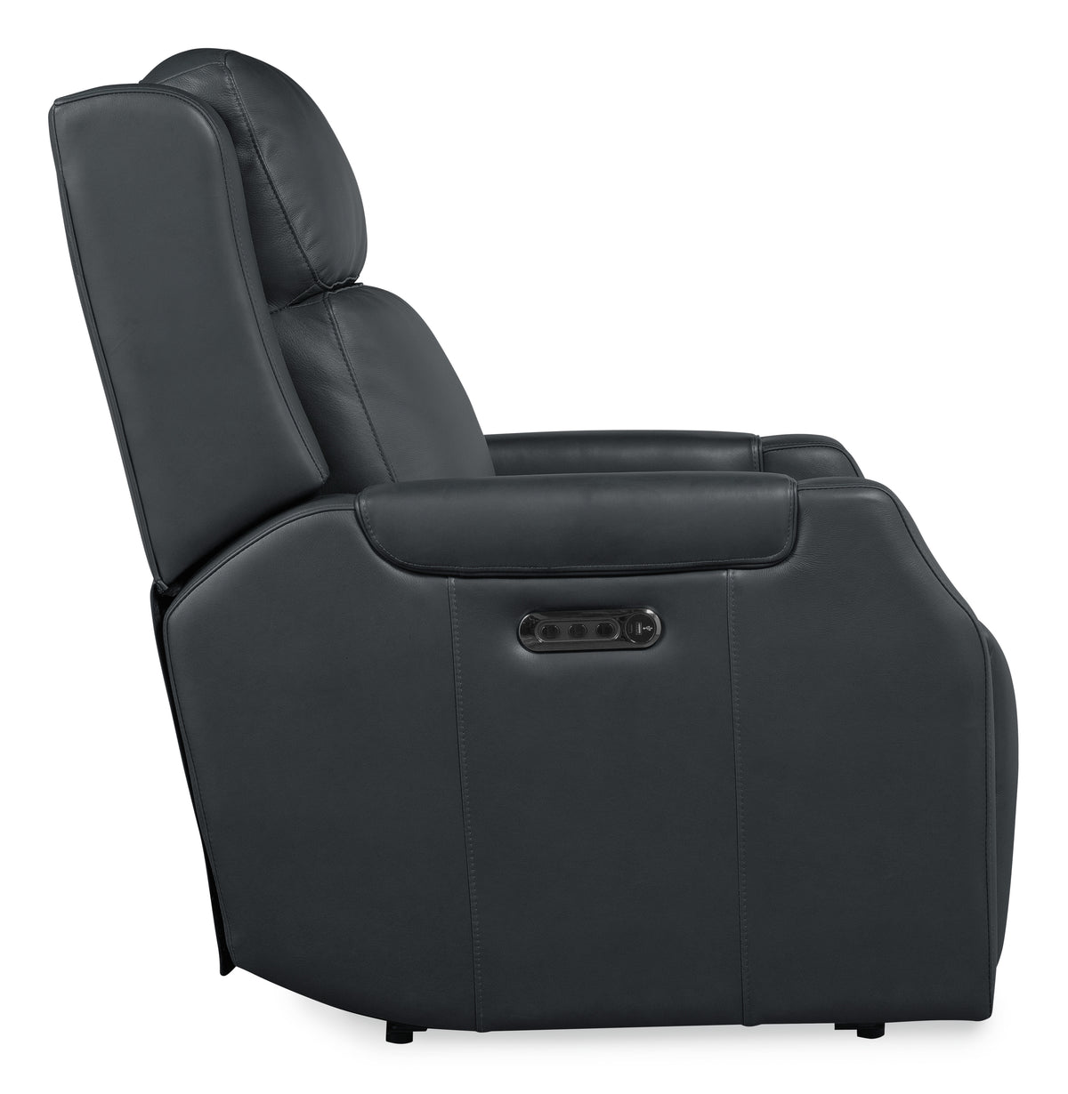 a black recliner with a white background