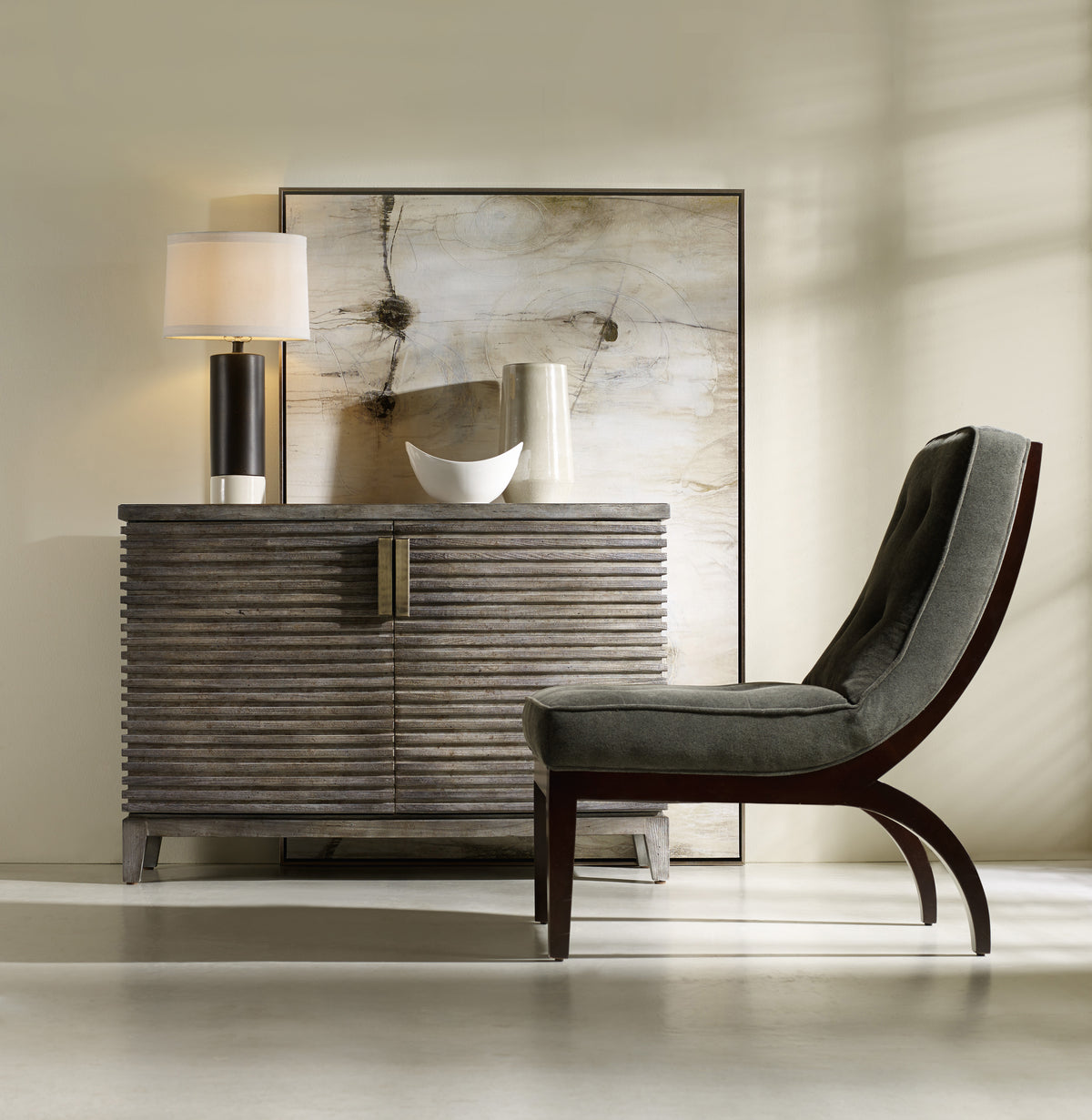 a chair and a table in a room