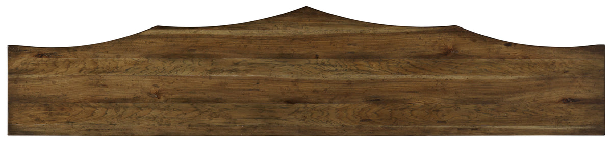 a wood sign with a curved top