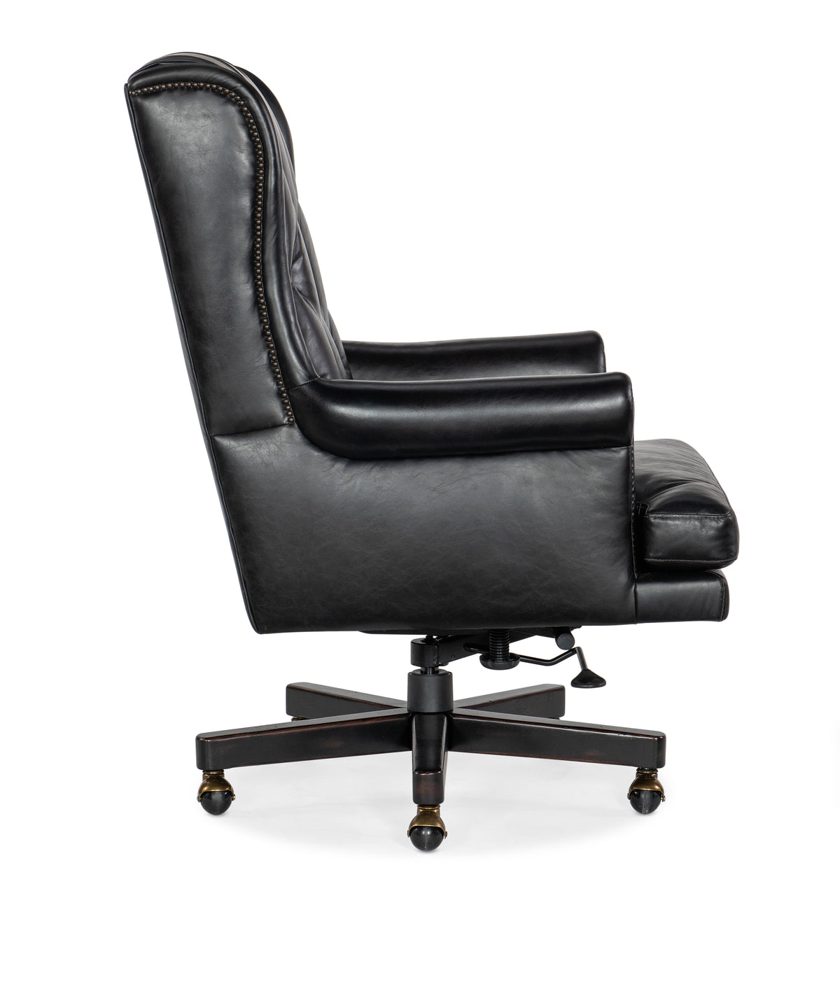 a black office chair with wheels