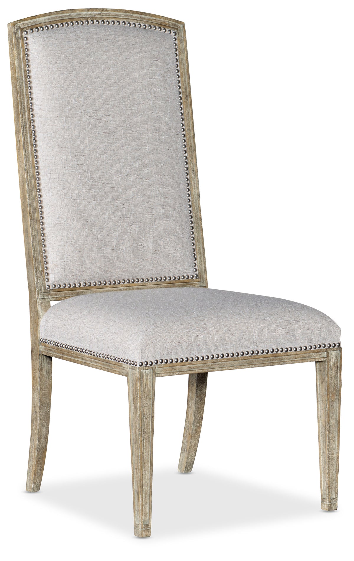 a white chair with a wooden frame