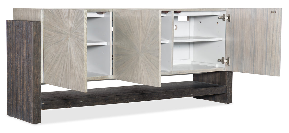 a white cabinet with open doors