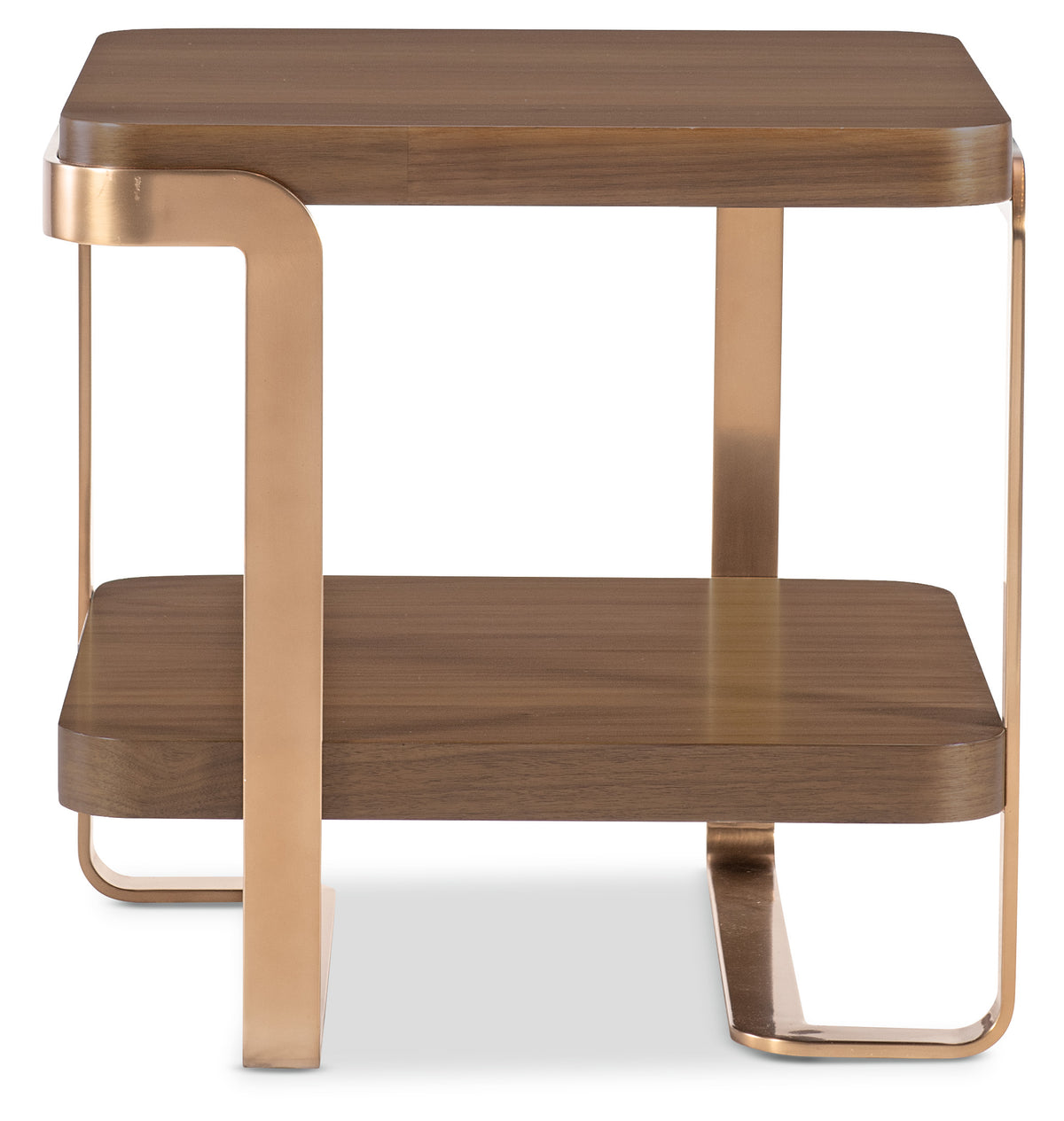 a brown and gold end table