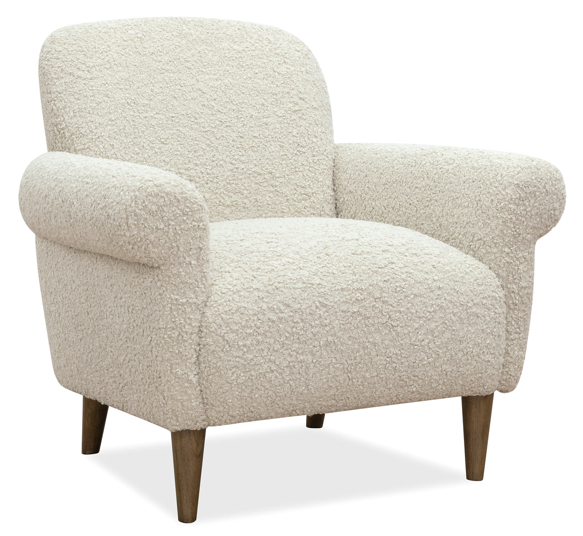 a white chair with wooden legs