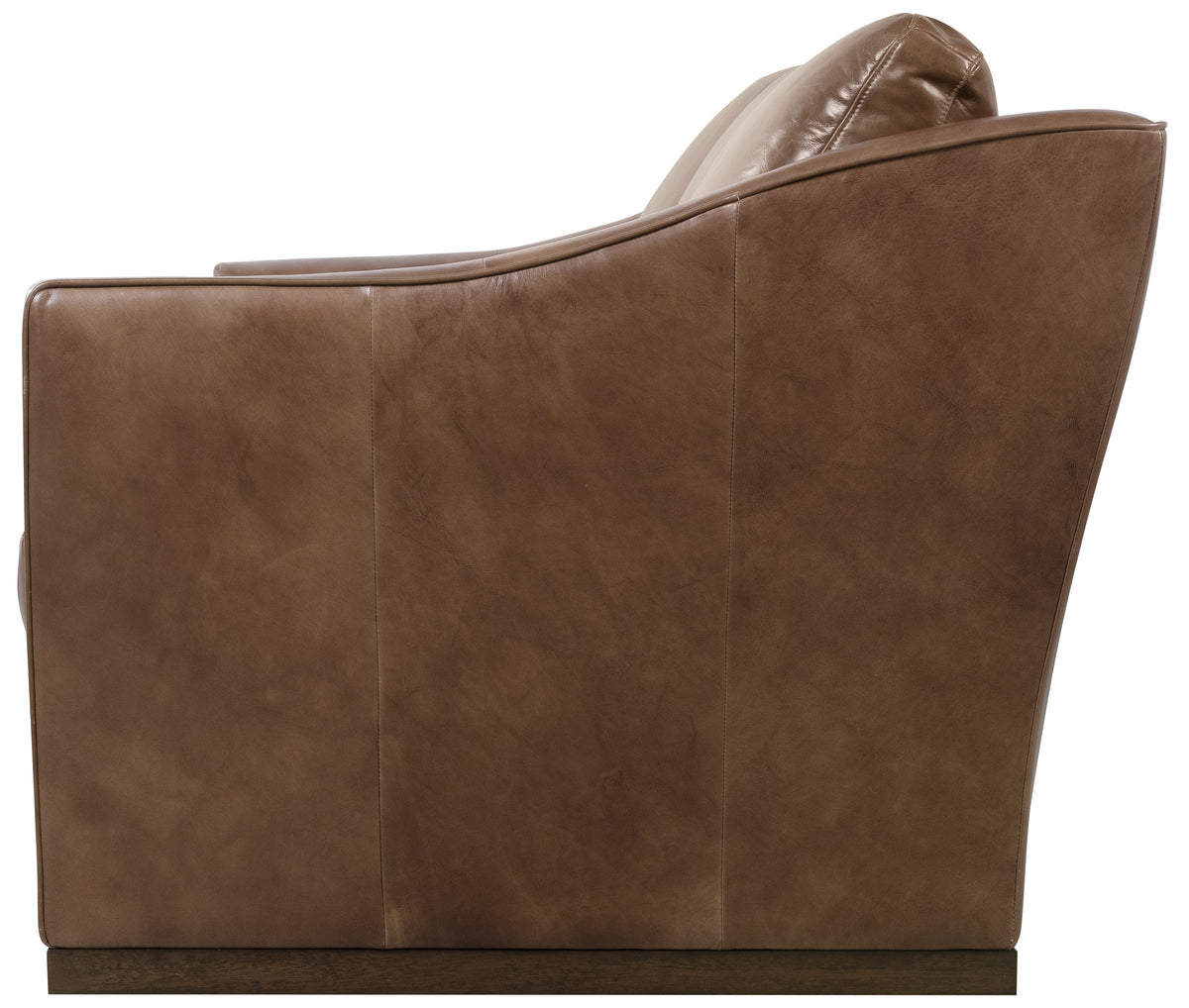 a brown leather chair with armrests