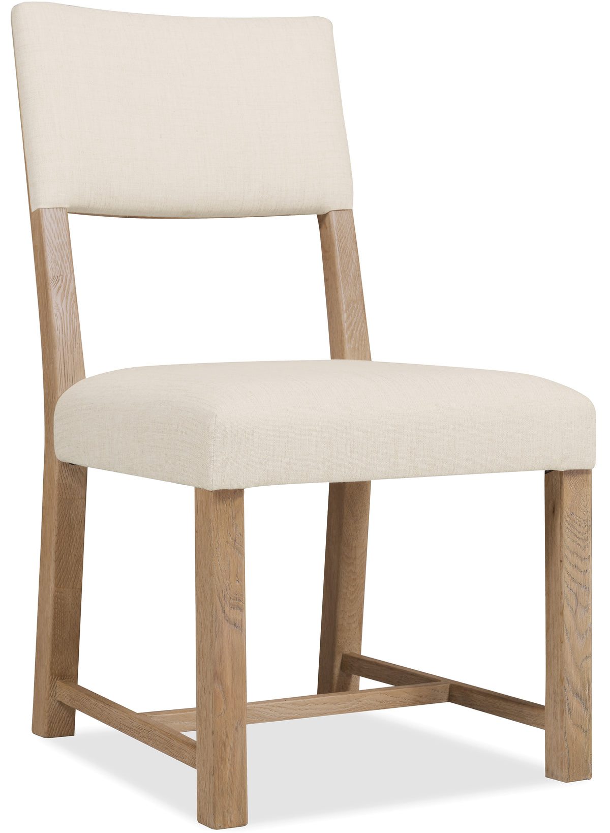 a white chair with wooden legs